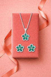 Emerald Green Floral pendant Set
