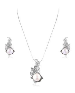 Organic Pearl Setting Pendant Set