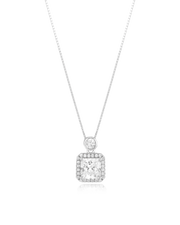Square Encircled Solitaire Pendant Set