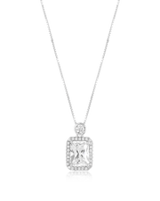 Rectangle Encircled Solitaire Pendant Set