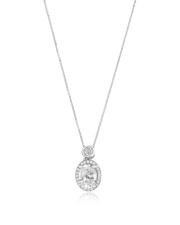 Oval Encircled Solitaire Pendant Set