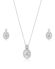 Oval Encircled Solitaire Pendant Set