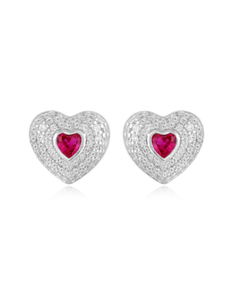 Ruby Heart Studs