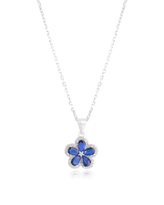 Blue Sapphire Floral pendant Set