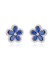 Blue Sapphire Floral pendant Set