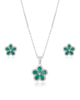 Emerald Green Floral pendant Set