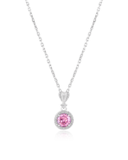 Pink Round Top Halo pendant Set