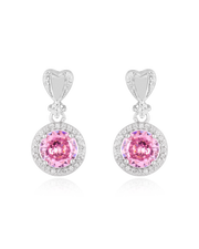 Pink Round Top Halo pendant Set