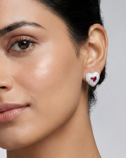 Ruby Heart Studs