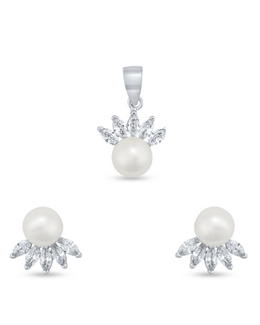 Koura Petal Pearl Pendant Set